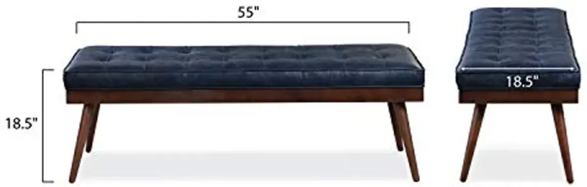 POLY & BARK Napa Luca Leather Bench, Midnight Blue