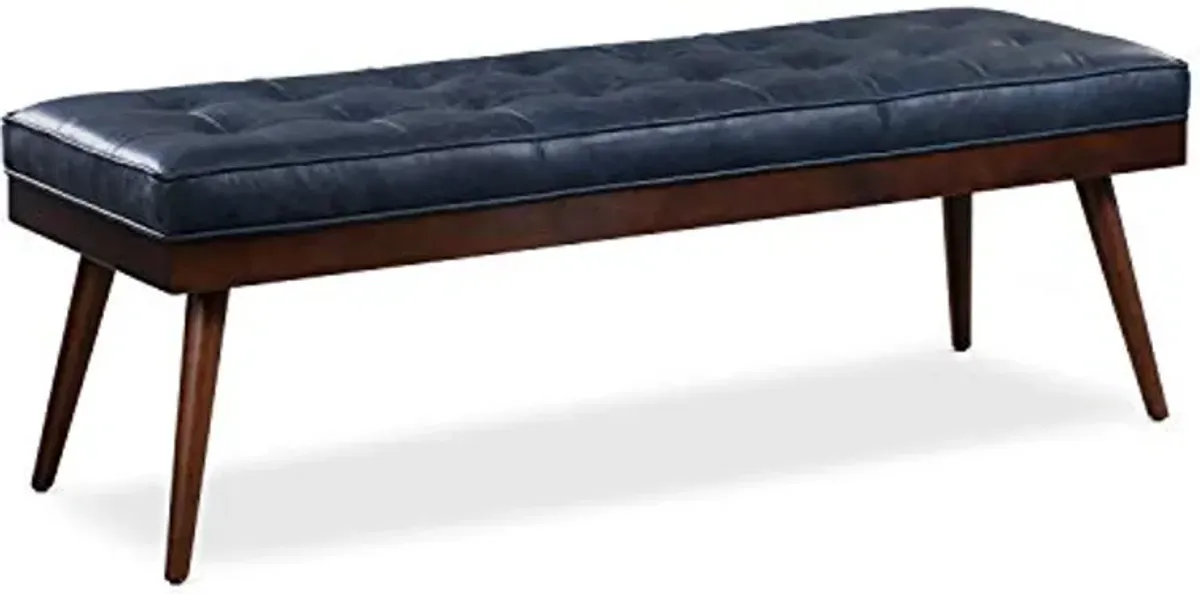 POLY & BARK Napa Luca Leather Bench, Midnight Blue