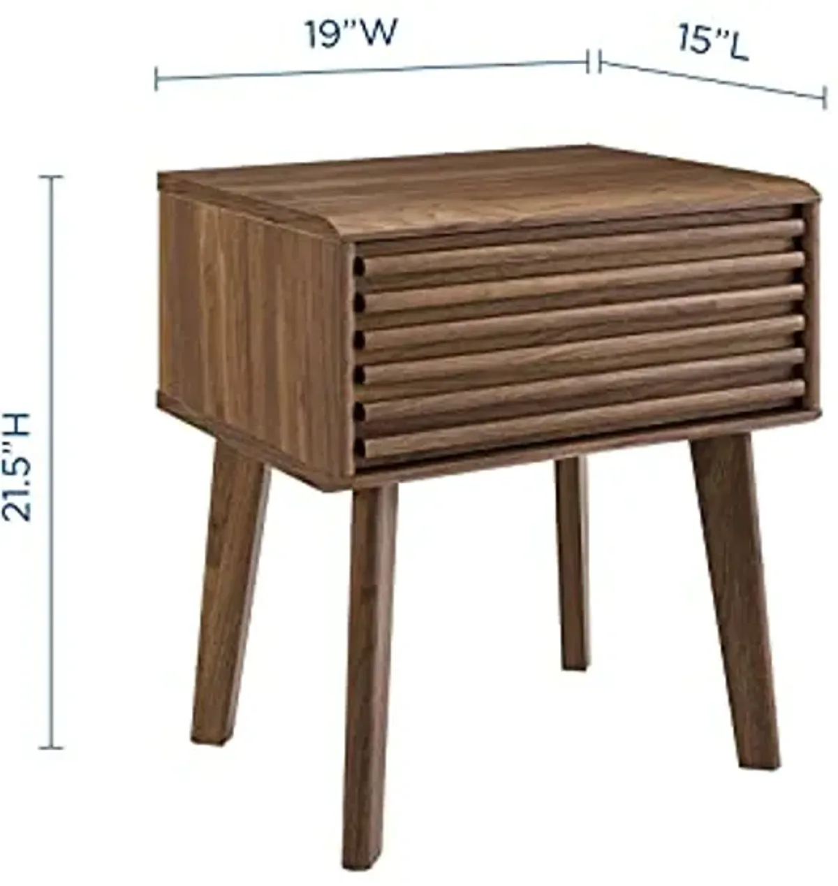 Modway Render Mid-Century Modern End Table or Nightstand in Walnut