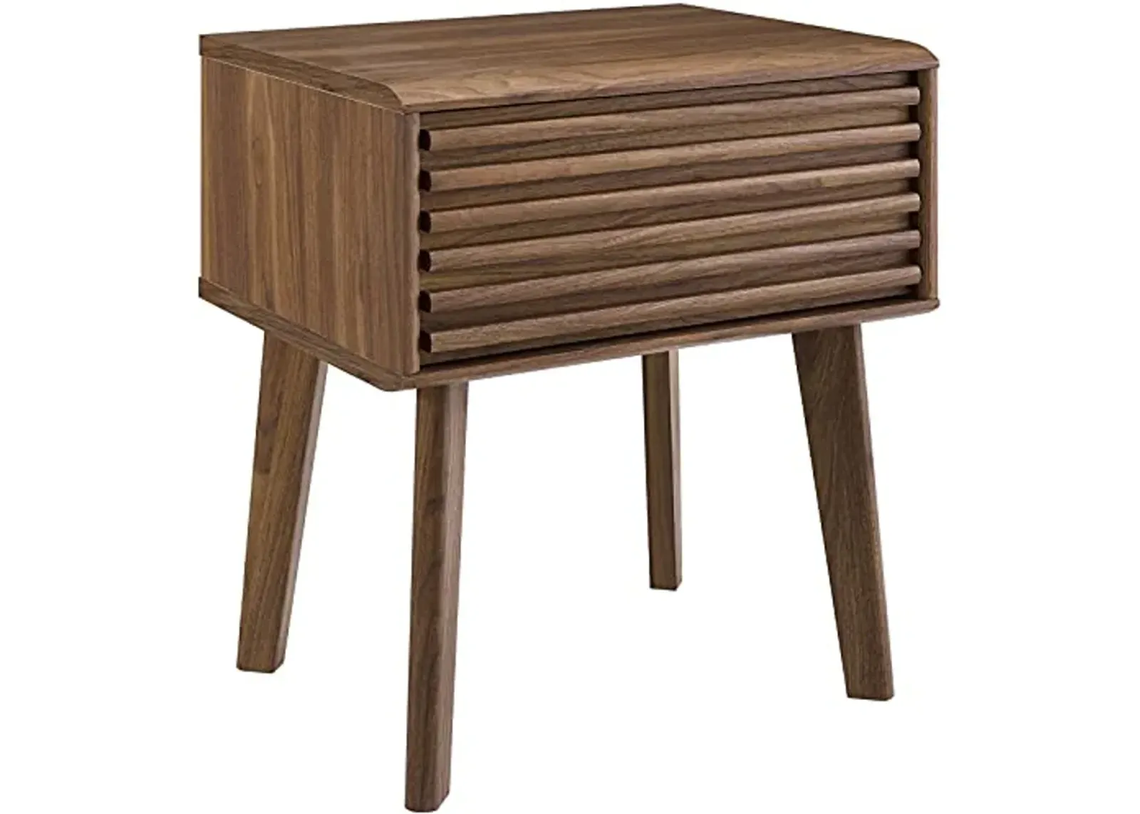 Modway Render Mid-Century Modern End Table or Nightstand in Walnut