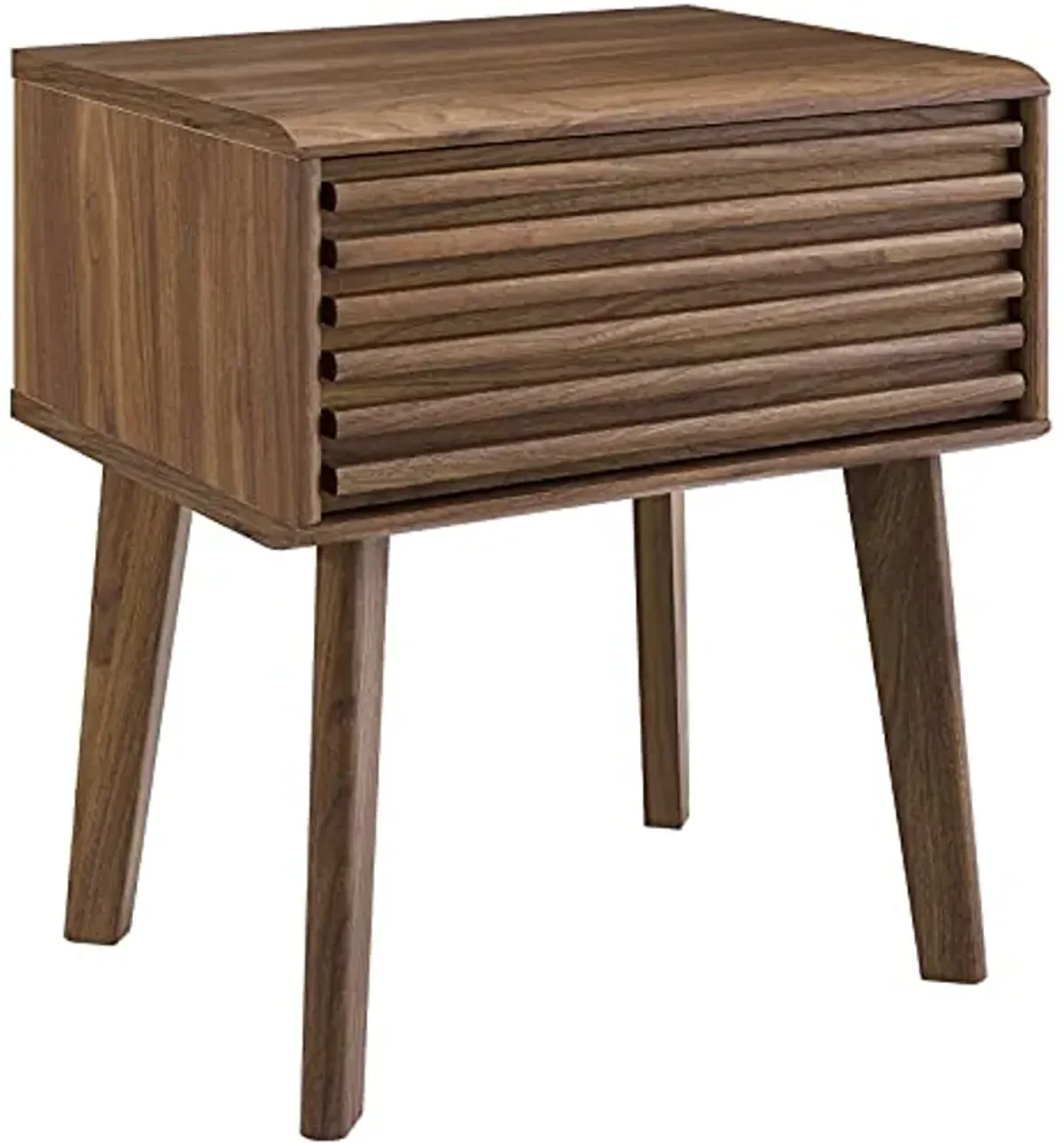 Modway Render Mid-Century Modern End Table or Nightstand in Walnut