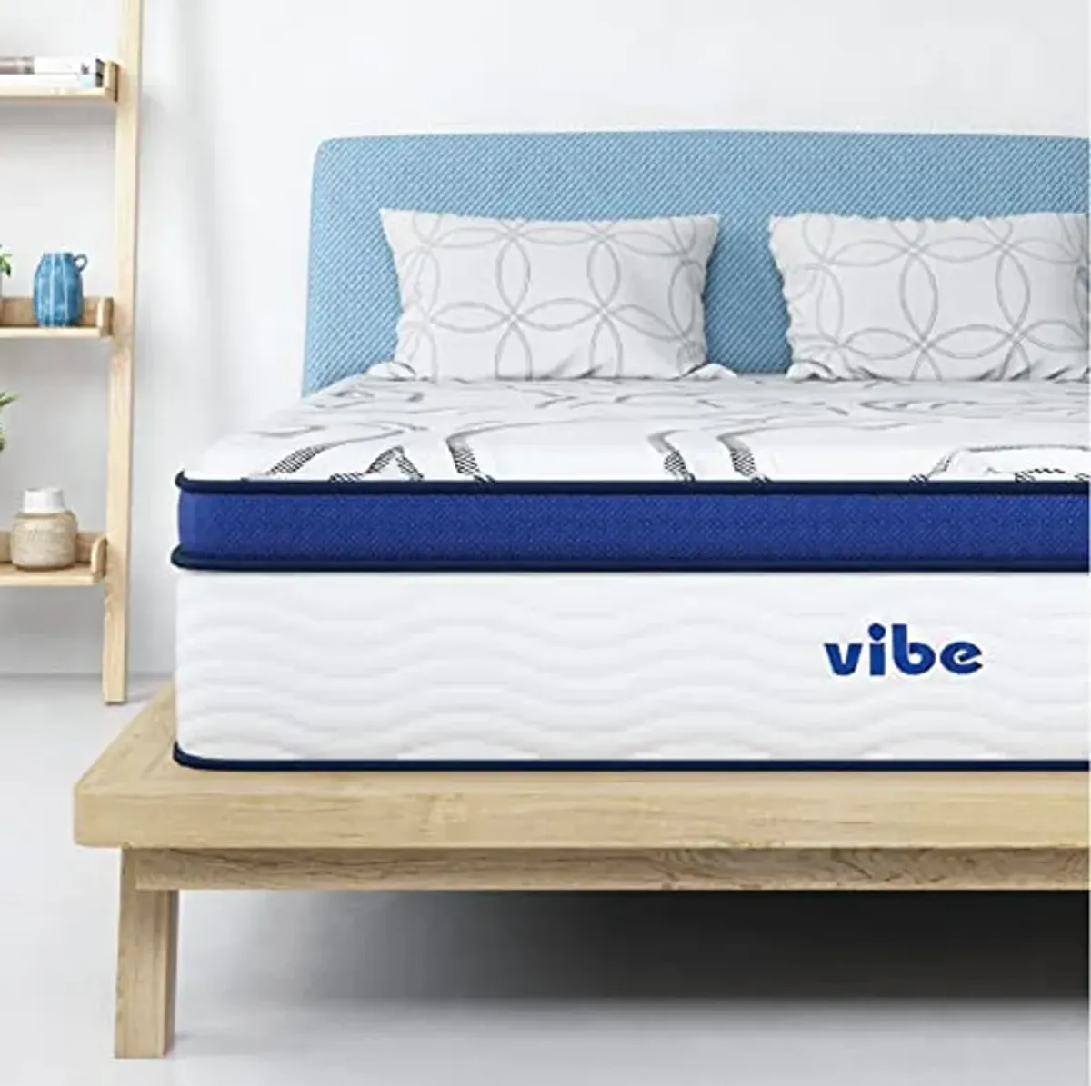 Vibe Quilted Hybrid Mattress, 12-Inch Innerspring and Pillow Top Gel Memory Foam Mattress, Fiberglass Free, CertiPUR-US Certified Bed in a Box, King, White