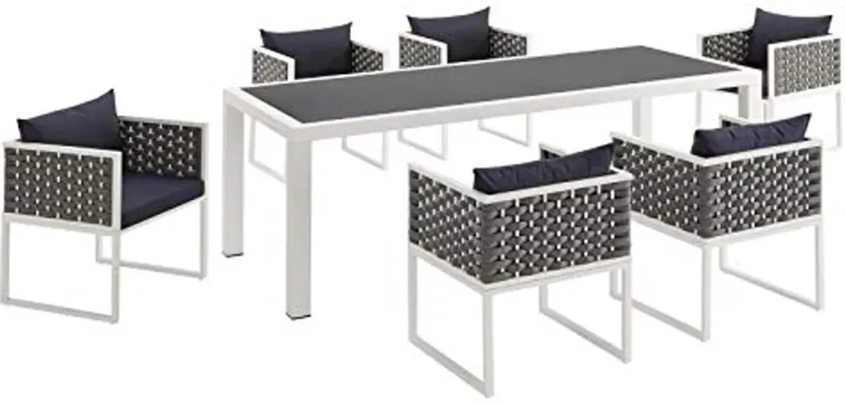 Modway Stance Outdoor Patio Woven Rope 7-Piece Dining Furniture Set