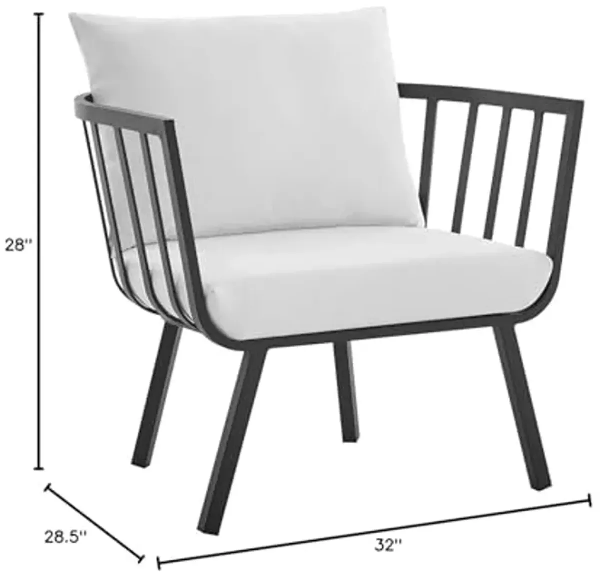 Modway Riverside Outdoor Furniture, Armchair, Gray White