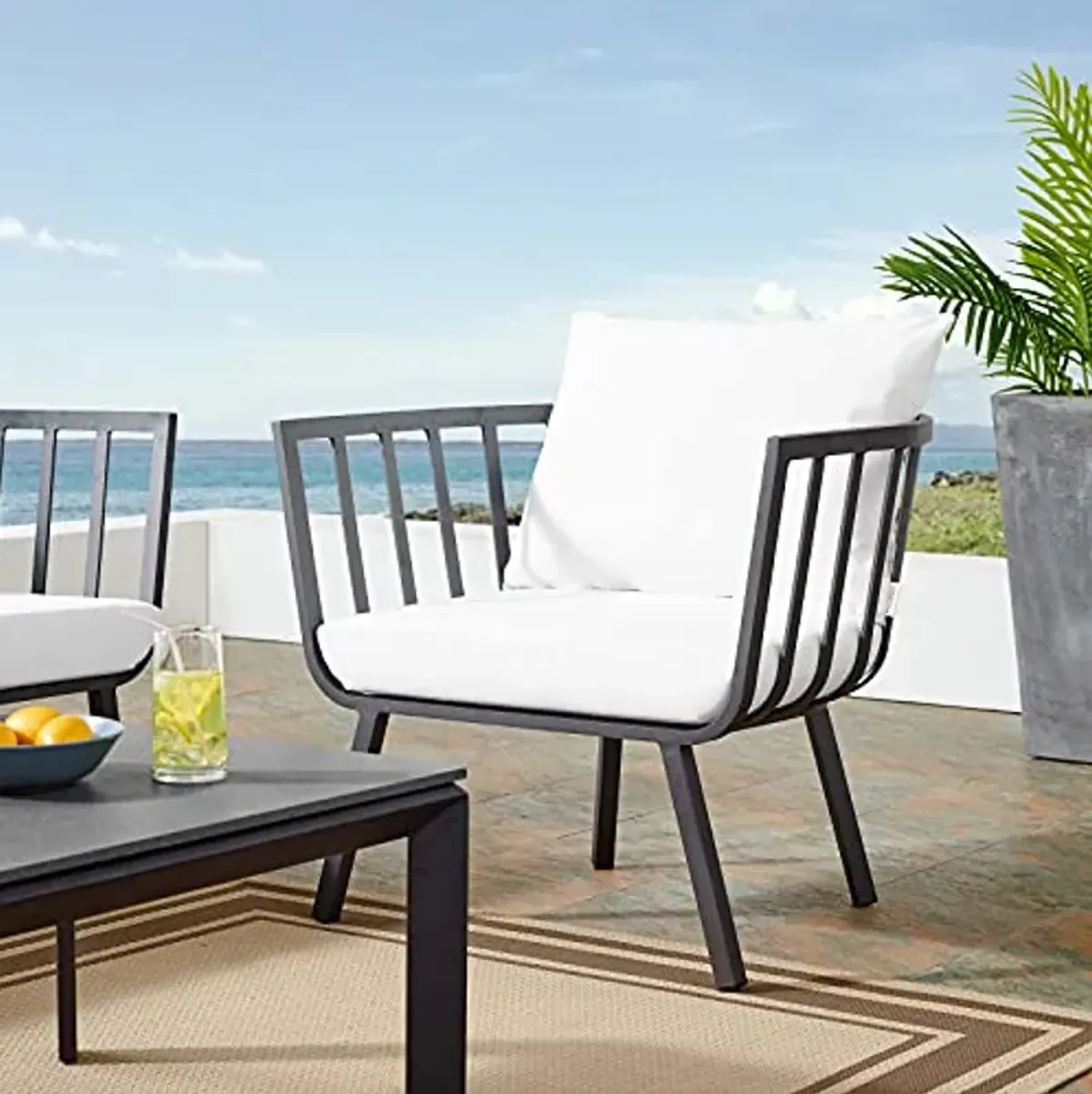 Modway Riverside Outdoor Furniture, Armchair, Gray White