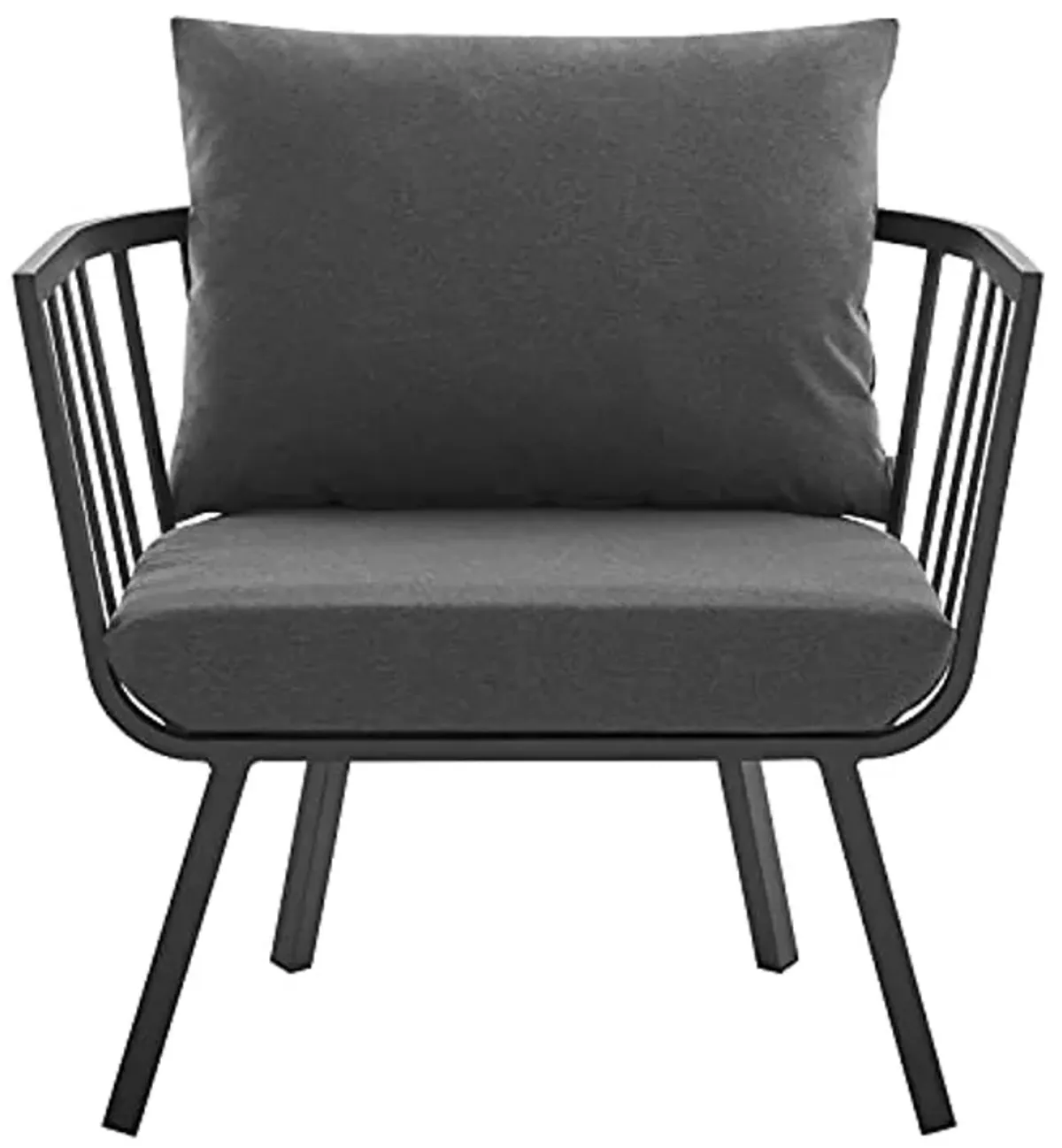 Modway Riverside Patio Aluminum Armchair Charcoal Outdoor Furniture, Gray Charcoa