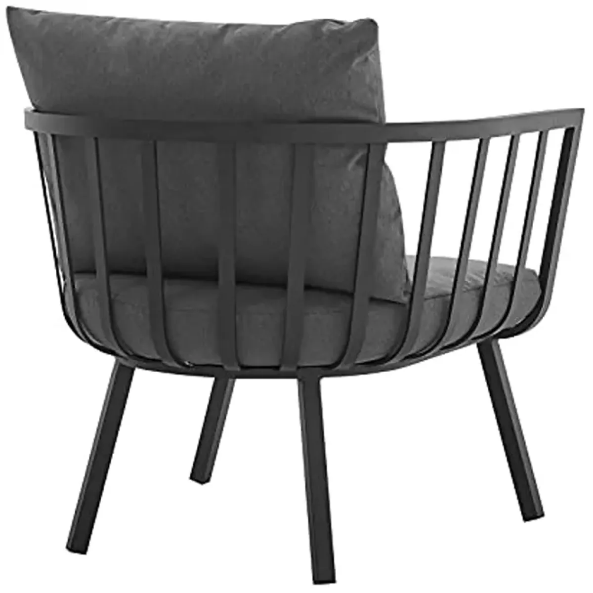 Modway Riverside Patio Aluminum Armchair Charcoal Outdoor Furniture, Gray Charcoa