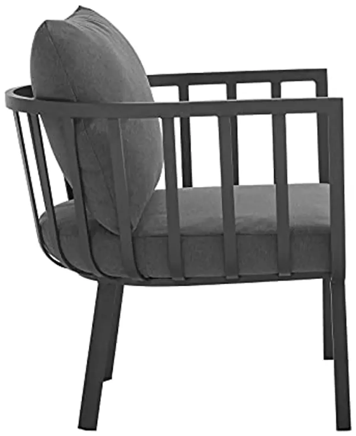 Modway Riverside Patio Aluminum Armchair Charcoal Outdoor Furniture, Gray Charcoa