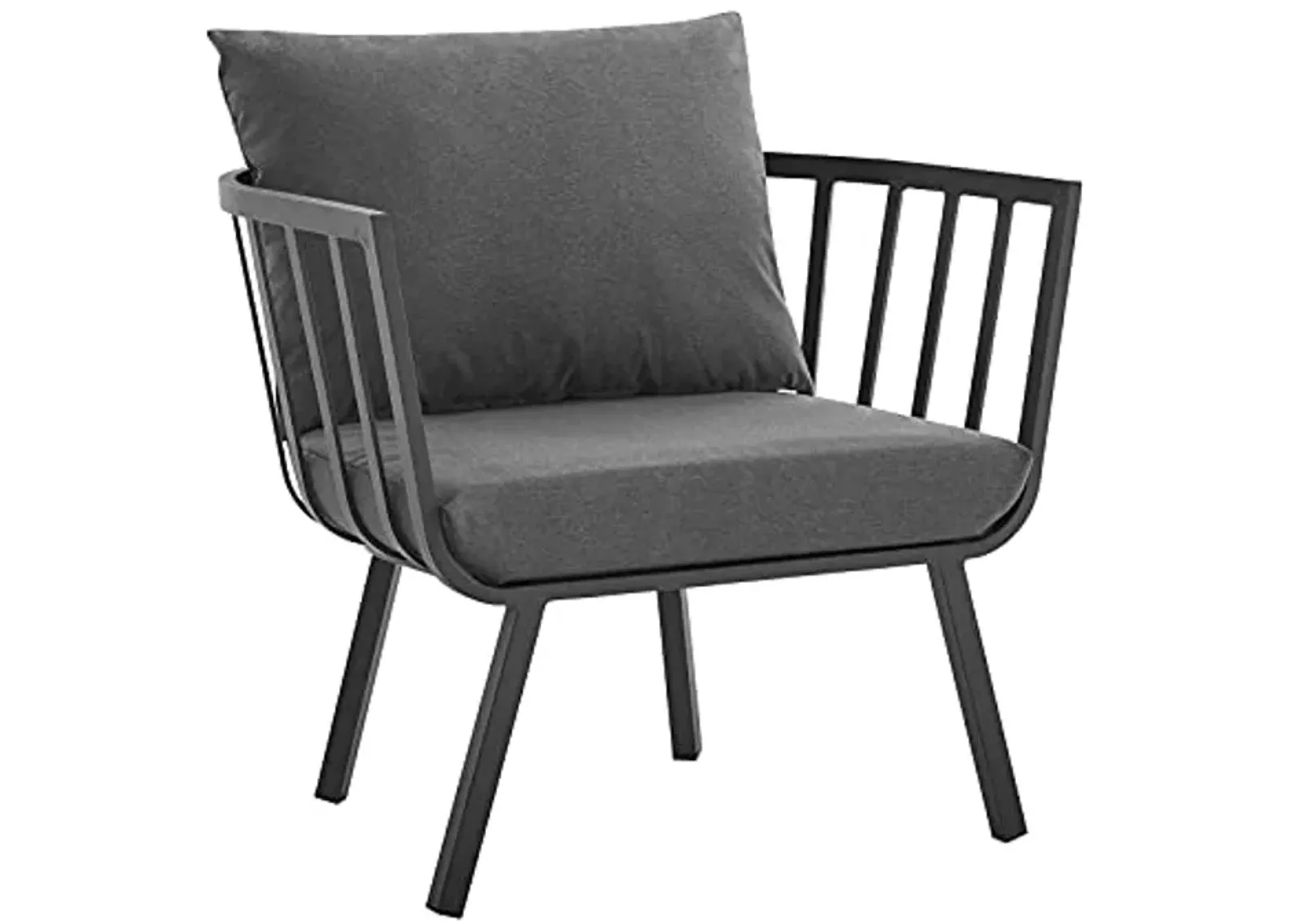 Modway Riverside Patio Aluminum Armchair Charcoal Outdoor Furniture, Gray Charcoa