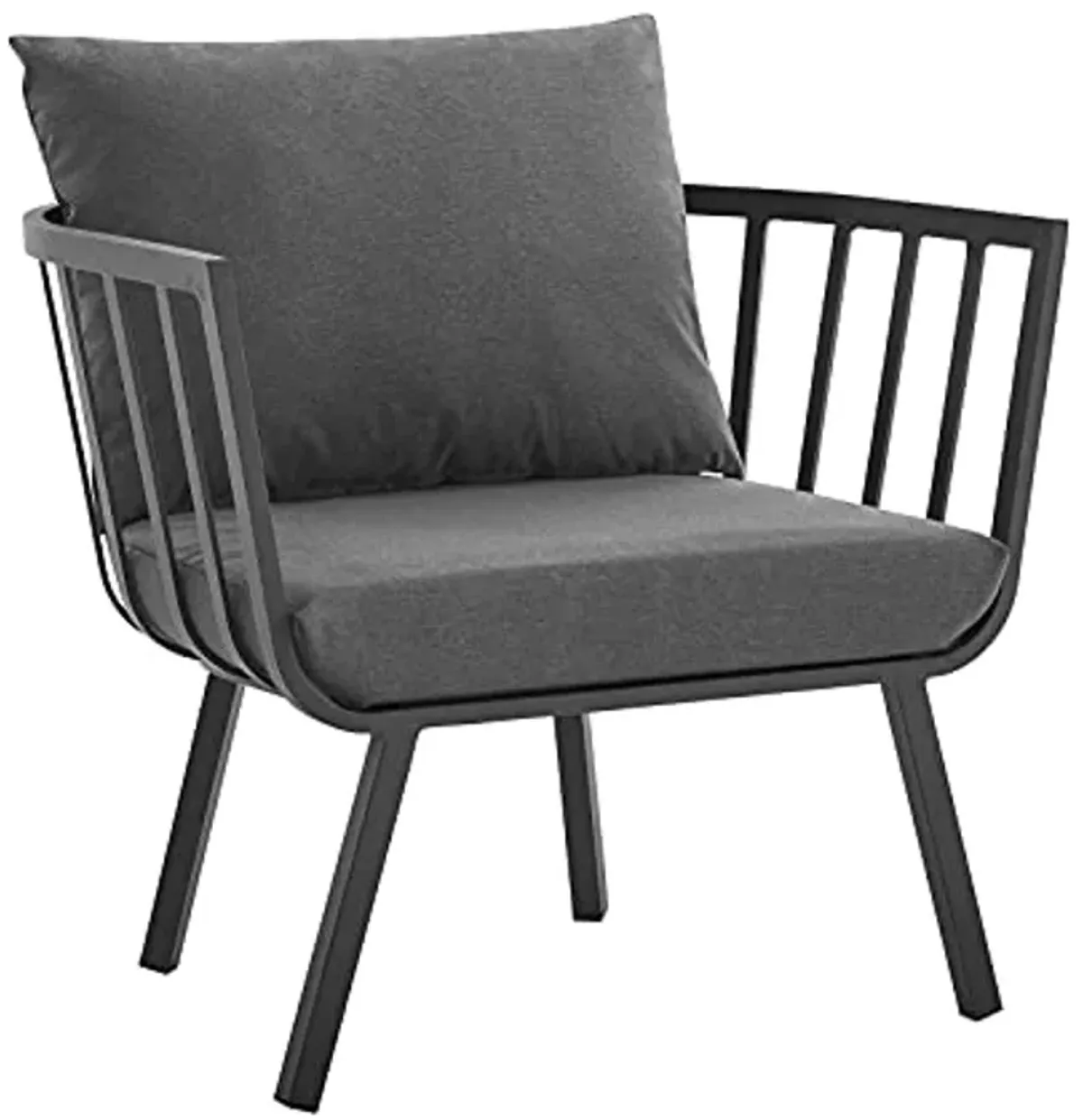 Modway Riverside Patio Aluminum Armchair Charcoal Outdoor Furniture, Gray Charcoa