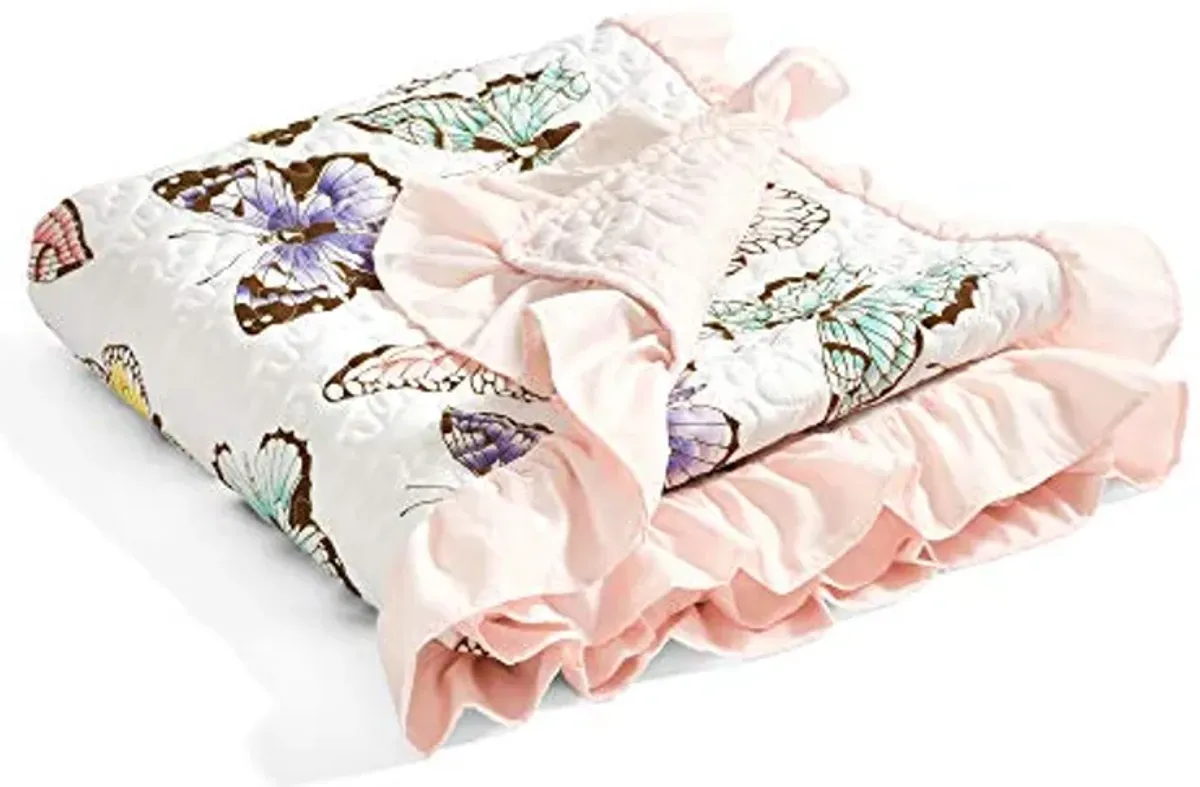 Lush Decor, Pink Flutter Butterfly Throw Blanket, 60" x 50", 60" x 50