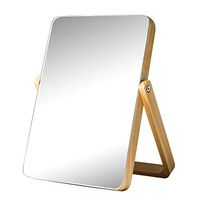 Desktop Mirror European Mirror Simple Solid Wooden Dressing Mirror Portable Wooden Folding HD Beauty Mirror