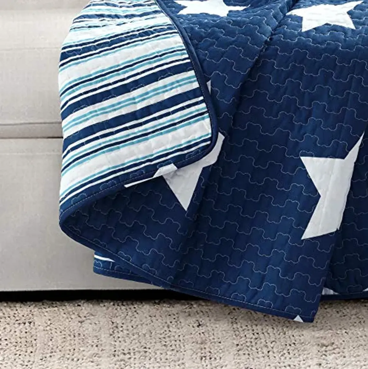 Lush Decor, 50" x 60", Navy Star Throw Blanket