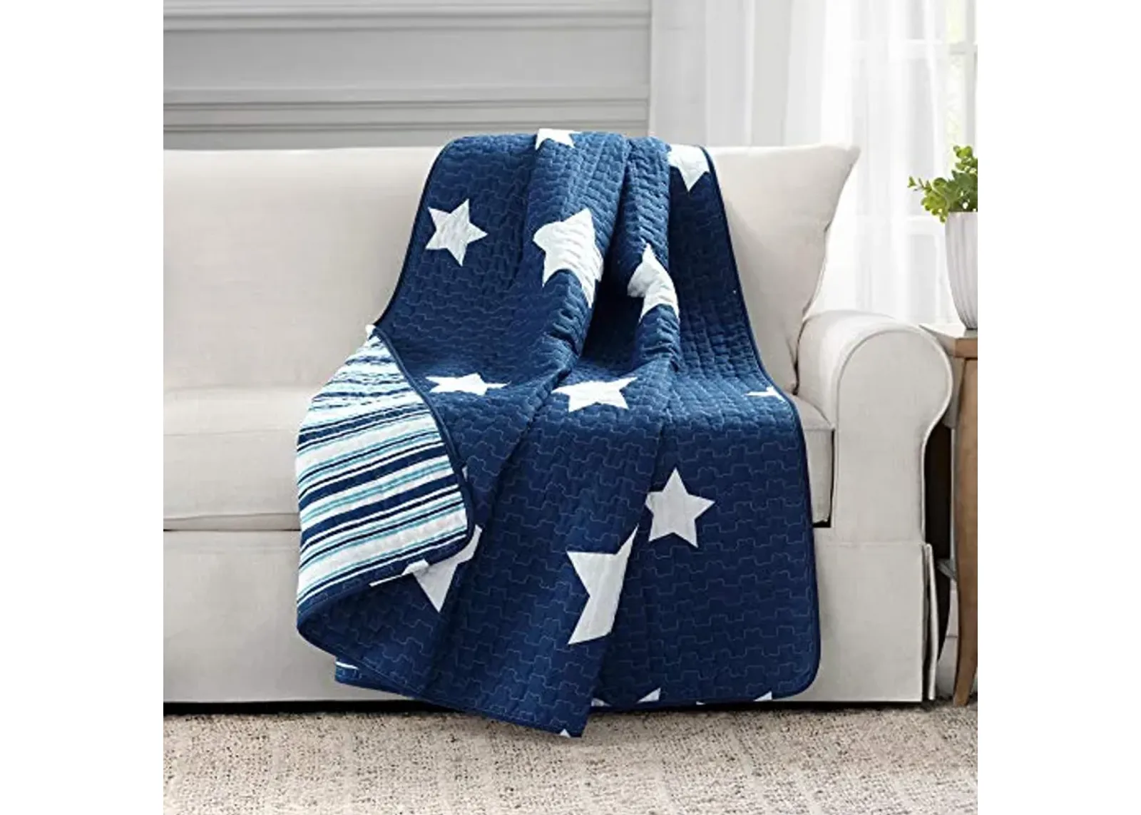 Lush Decor, 50" x 60", Navy Star Throw Blanket