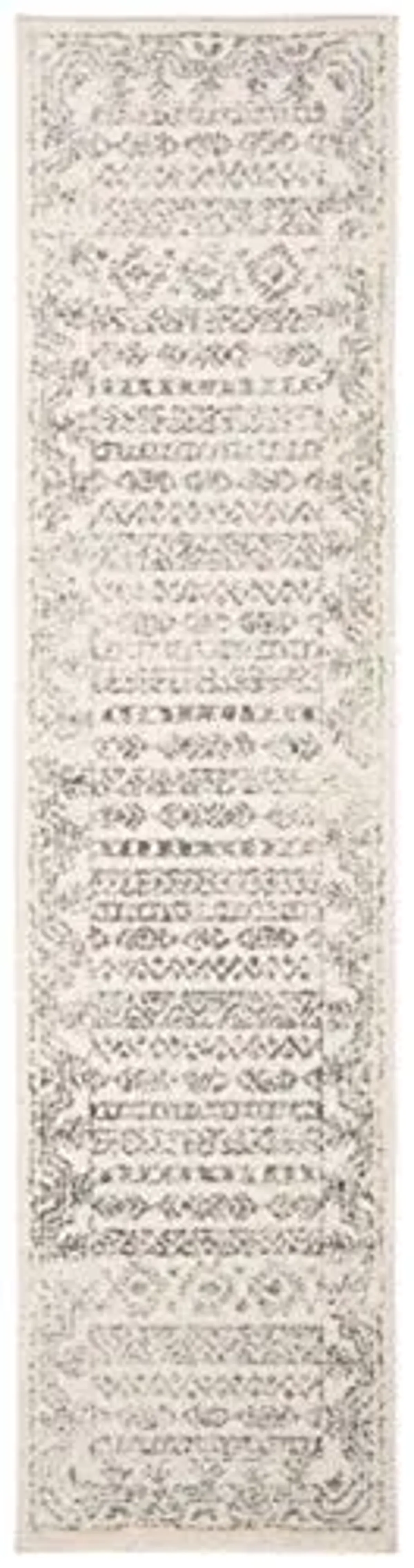 SAFAVIEH Tulum Collection Accent Rug - 2' x 5', Ivory & Grey, Moroccan Boho Distressed Design, Non-Shedding & Easy to Clean, Ideal for Front Door, Kitchen, Entryway, Foyer (TUL271A)