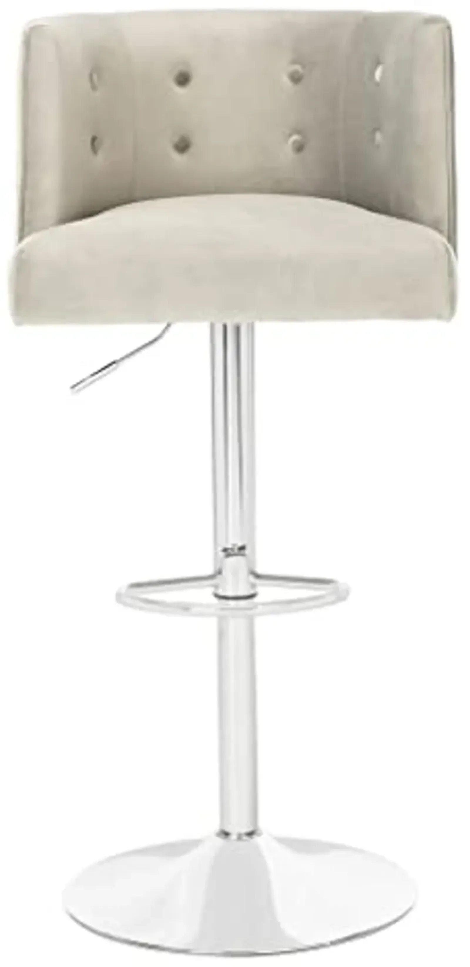 Safavieh Couture Zayna Glam Light Grey Velvet 26.8"-35" Adjustable Bar Stool Barstool, Gray