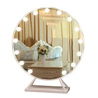 Round Makeup Mirror LED Increased Nordic Style Retro Desktop Wedding Dressing Mirror Lights Live Stream Beauty Makeup Mirror Light