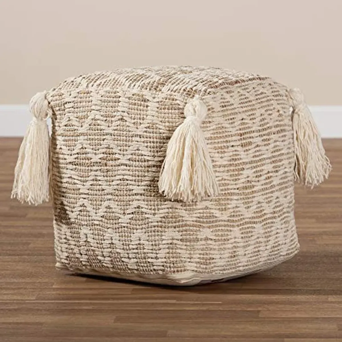 Baxton Studio Ottomans, One Size, Natural/Ivory