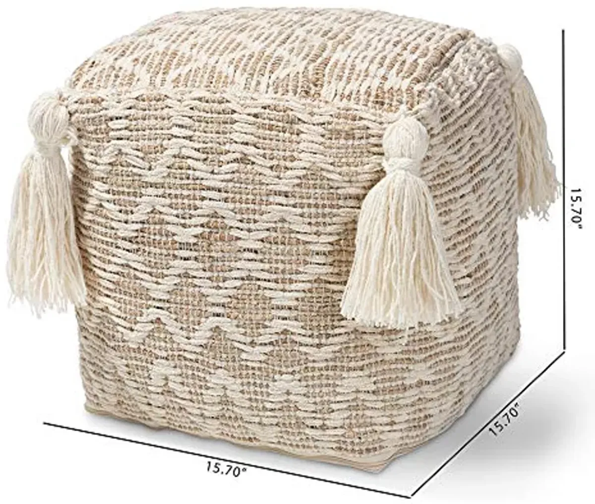 Baxton Studio Ottomans, One Size, Natural/Ivory