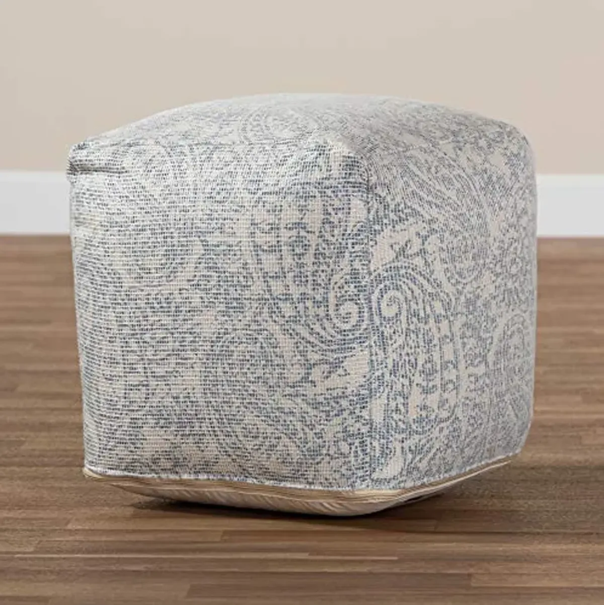 Baxton Studio Ottomans, One Size, Ivory/Blue