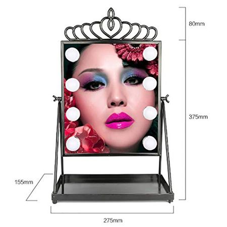 Makeup Mirror Princess Wind Led Makeup Mirror with Light Bulb Desktop Crown Makeup Mirror Hollywood Style Beauty Fill Light Bathroom Makeup Mirror