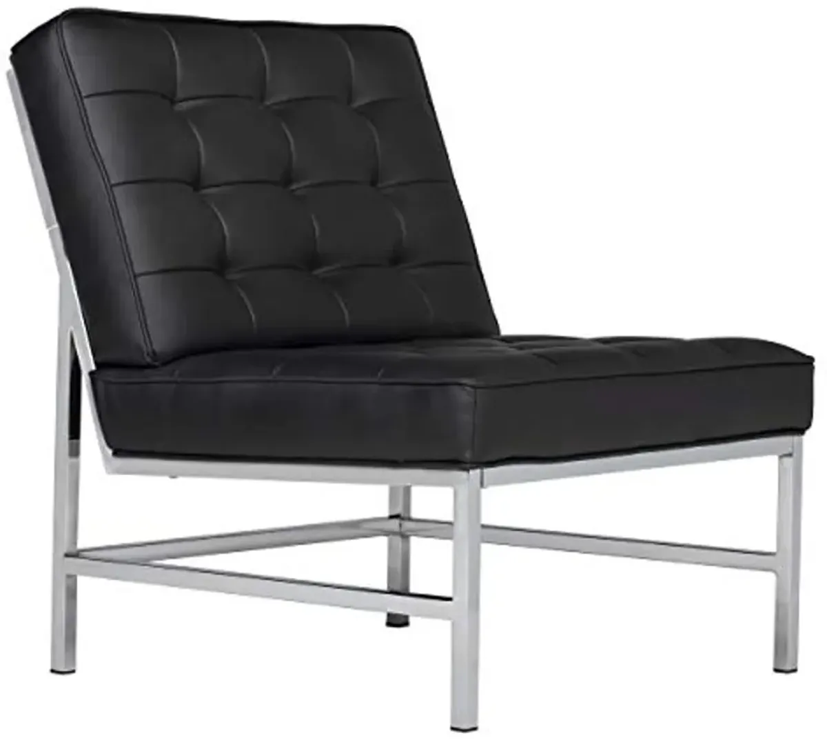 Studio Designs Home Ashlar Slipper, Accent Chair in Black Bonded Leather and Chrome Metal