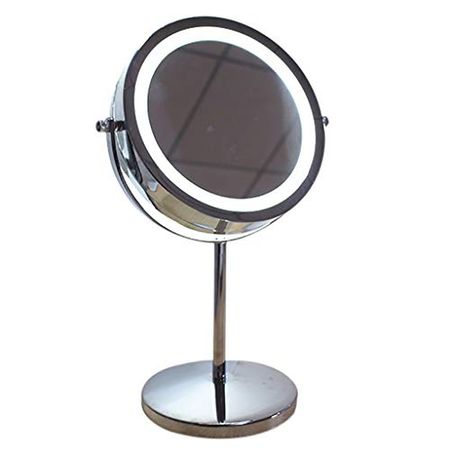 LED Makeup Mirror Lighted Vanity Mirror 5X Magnifying 7 Inch Double Sided Mirror with Stand Makeup Mirror 360° Rotation
