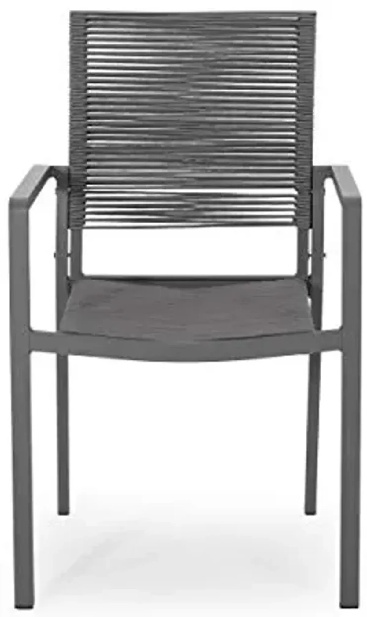 Great Deal Furniture Jean Outdoor Modern Aluminum Dining Chair with Rope Seat (Set of 2), Gray and Dark Gray
