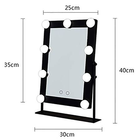 Bathroom Mirror Makeup Mirror Lighted Vanity Hollywood Style Dimmable Tabletop Cosmetic Mirror with 9 Led Bulbs Touch Control Large Square