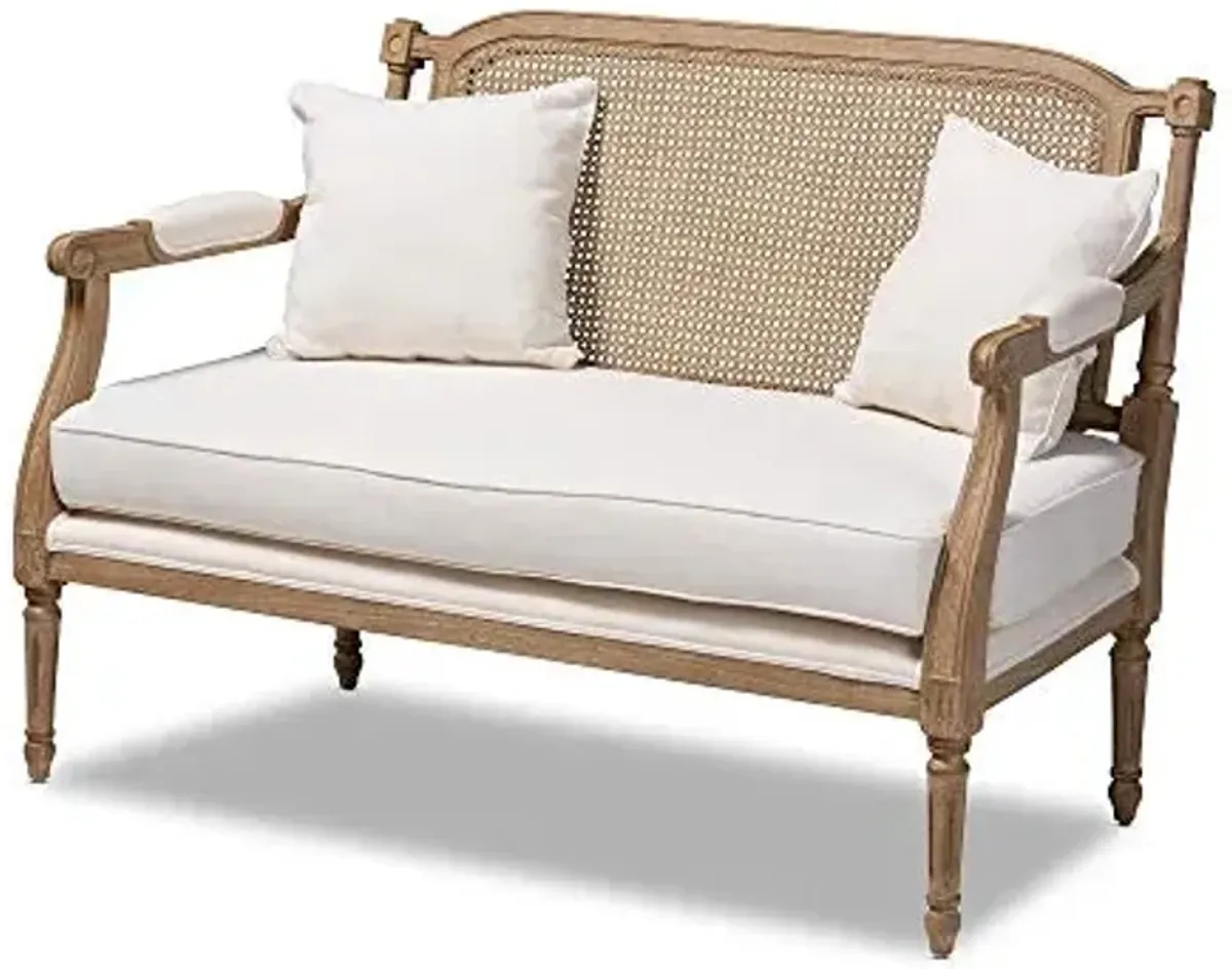 Baxton Studio Love Seats, Ivory/Oak