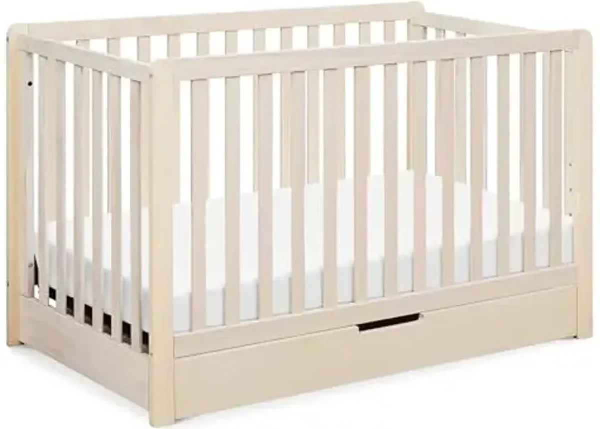 Carter’s by DaVinci Colby 4-in-1 Convertible Crib with Trundle Drawer in Washed Natural, Greenguard Gold Certified, Undercrib Storage