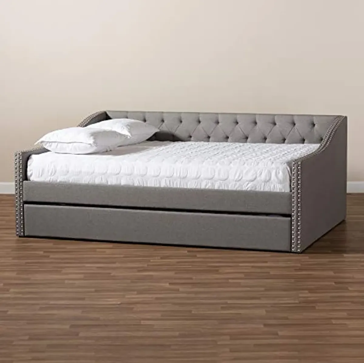 Baxton Studio Daybed, Queen, Light Grey