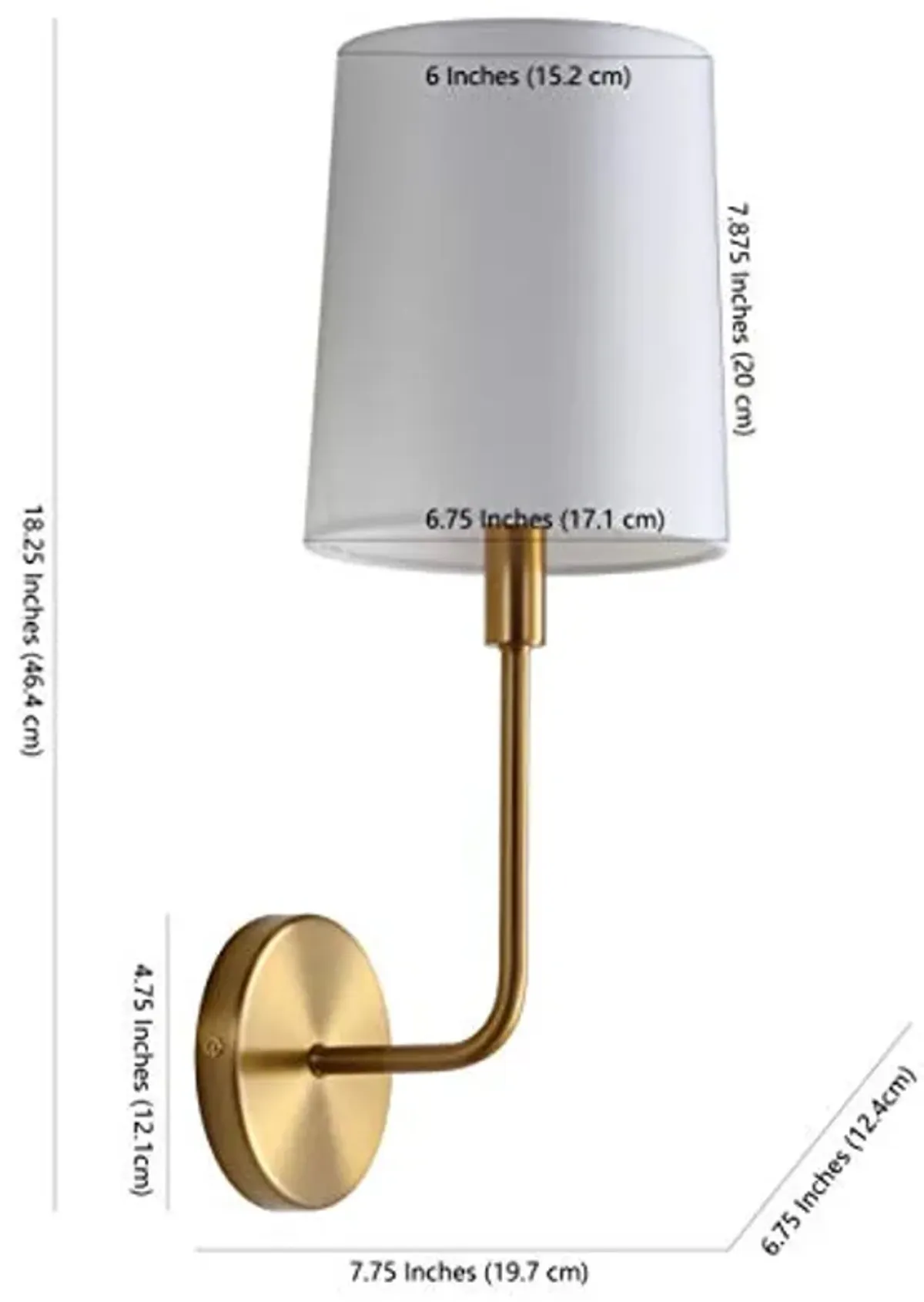 SAFAVIEH SCN4014A Lighting Jaxson Brass Gold Wall (LED Bulb Included) Sconce