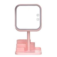 Vanity Makeup Mirror with Storage Box Adjustable Rectangular Tabletop Mirror Portable Polished Chrome Finished for Bedroom Traveling