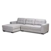 Baxton Studio Langley Light Grey Sectional Sofa with Left Facing Chaise