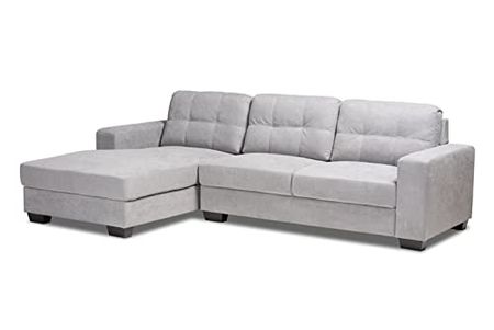 Baxton Studio Langley Light Grey Sectional Sofa with Left Facing Chaise