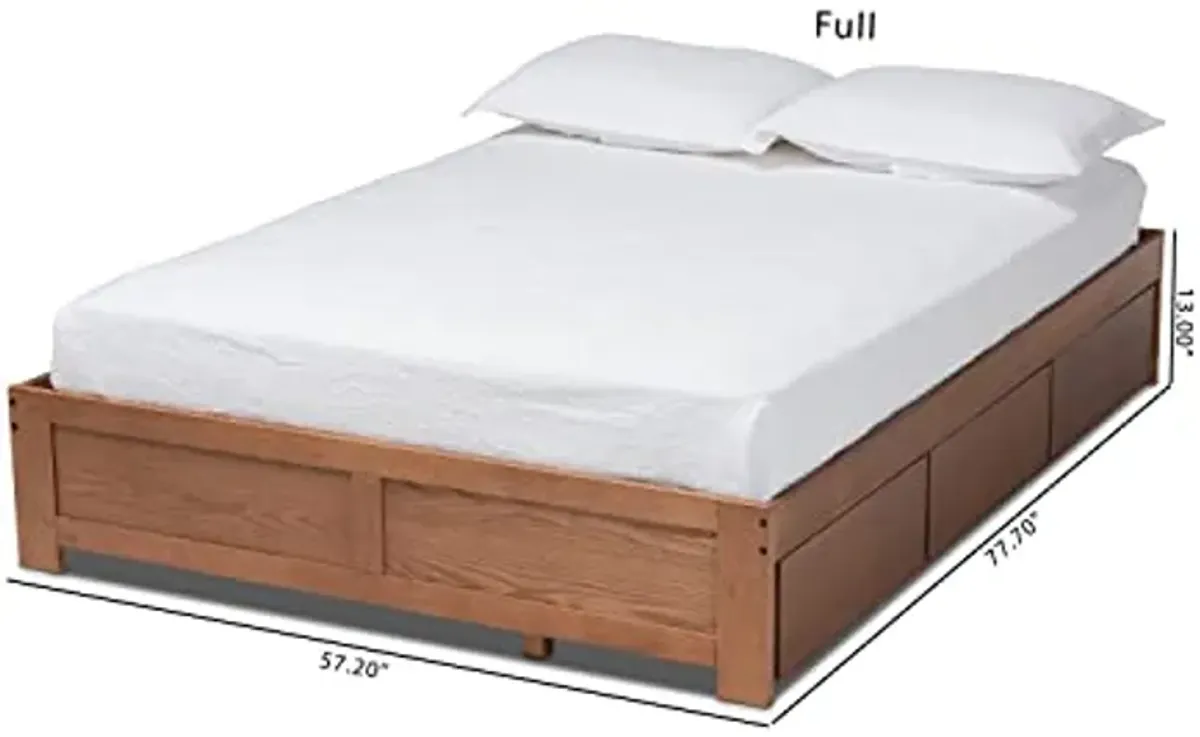 Baxton Studio Wren Modern and Contemporary Walnut Finished 3-Drawer Full Size Platform Storage Bed Frame