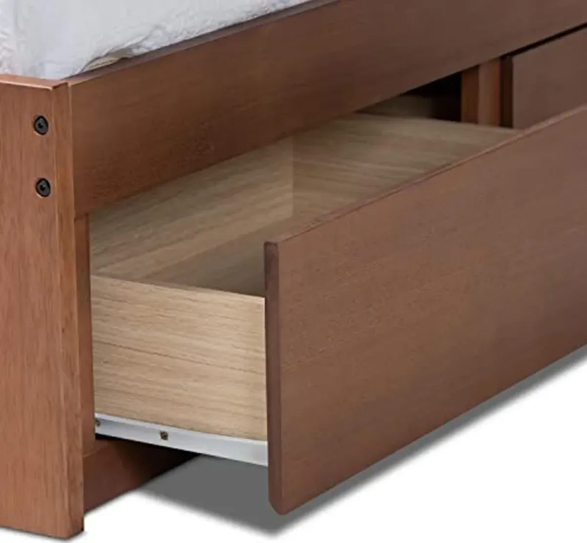 Baxton Studio Wren Modern and Contemporary Walnut Finished 3-Drawer Full Size Platform Storage Bed Frame