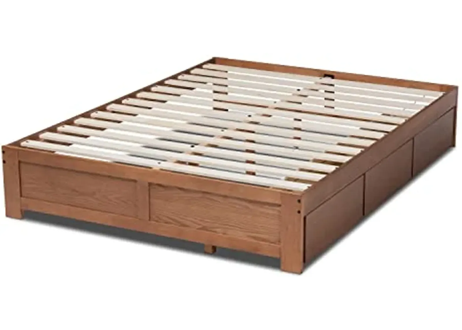 Baxton Studio Wren Modern and Contemporary Walnut Finished 3-Drawer Full Size Platform Storage Bed Frame