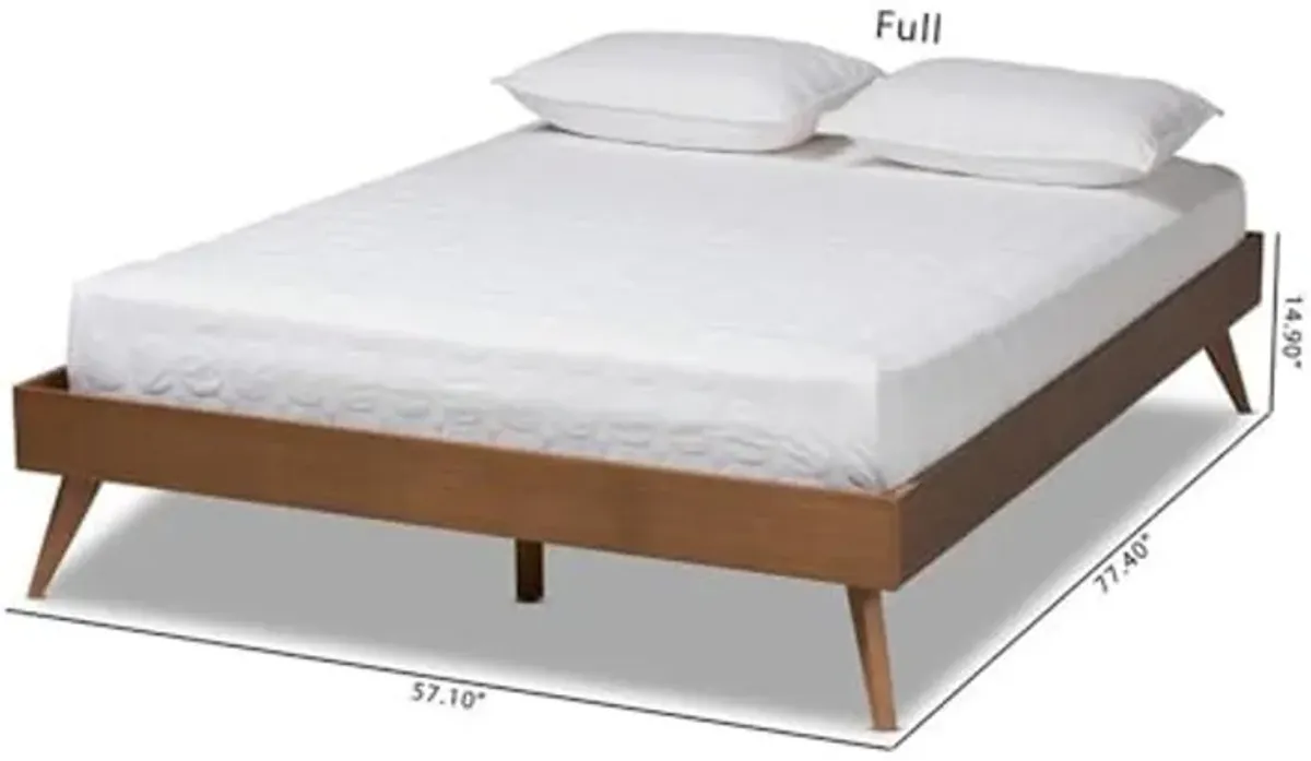 Baxton Studio Lissette Mid-Century Modern Walnut Brown Finished Wood Full Size Platform Bed Frame