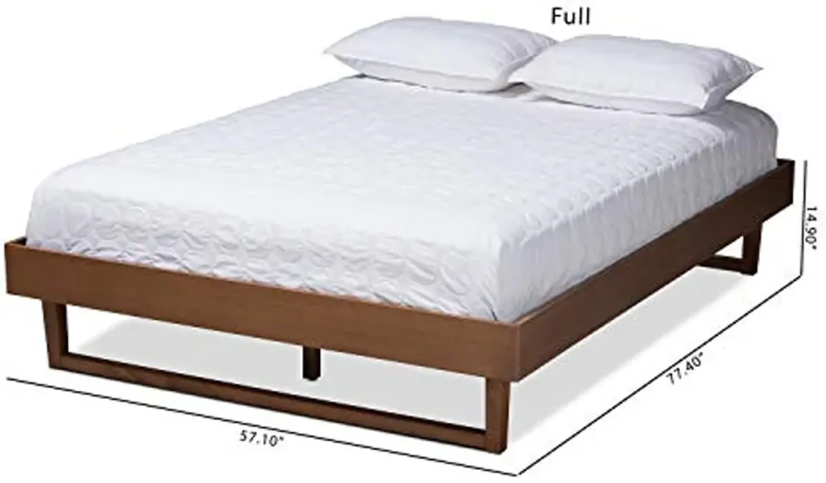 Baxton Studio Liliya Mid-Century Modern Walnut Brown Finished Wood Queen Size Platform Bed Frame