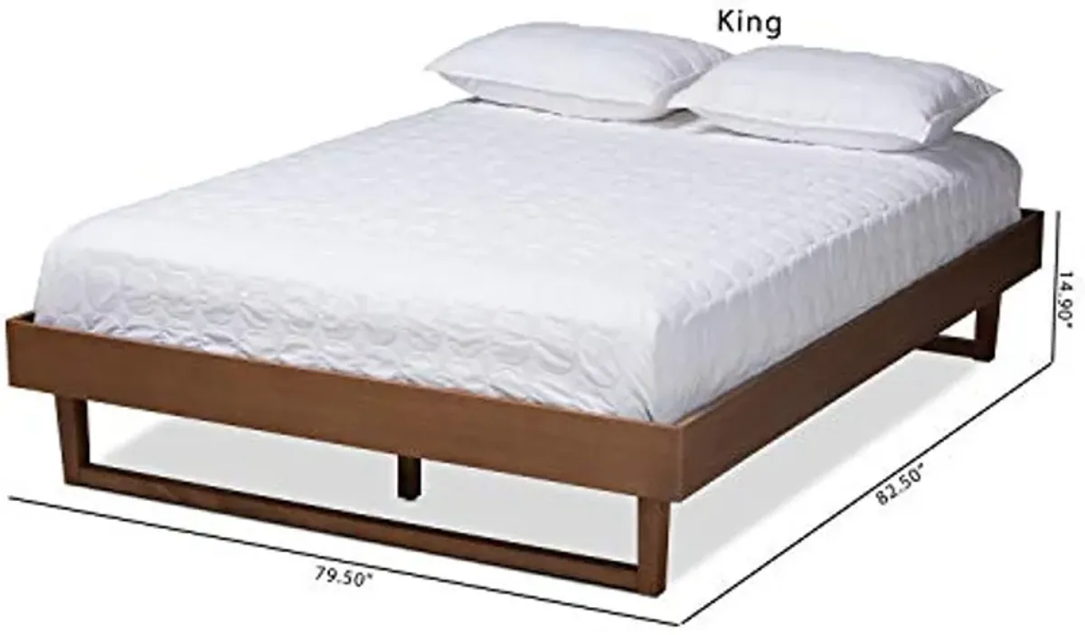 Baxton Studio Liliya Mid-Century Modern Walnut Brown Finished Wood Queen Size Platform Bed Frame