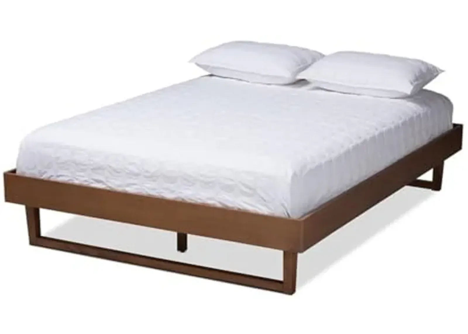 Baxton Studio Liliya Mid-Century Modern Walnut Brown Finished Wood Queen Size Platform Bed Frame