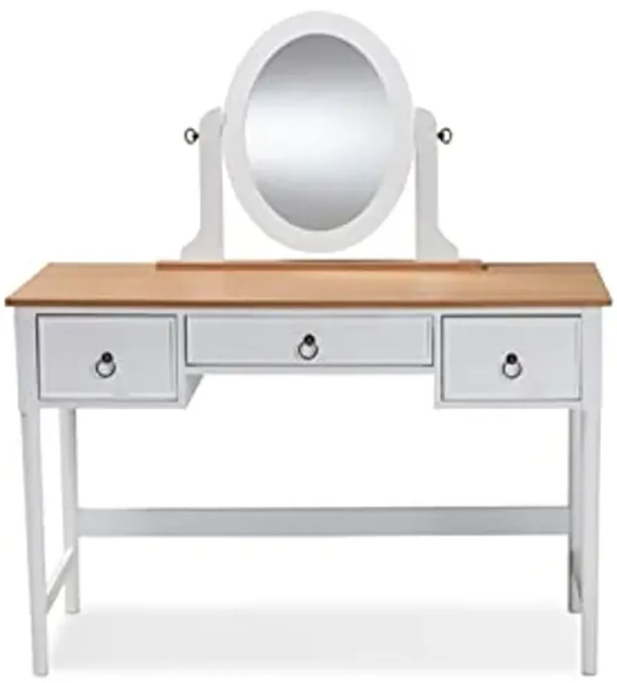 Baxton Studio Sylvie Classic and Traditional White 3-Drawer Wood Vanity Table with Mirror