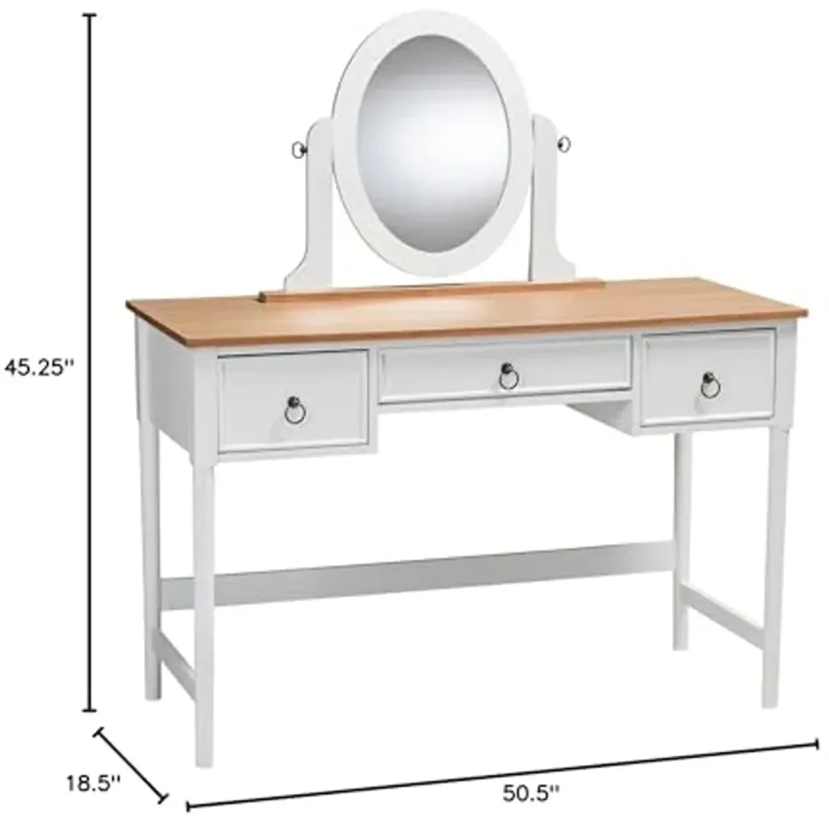 Baxton Studio Sylvie Classic and Traditional White 3-Drawer Wood Vanity Table with Mirror