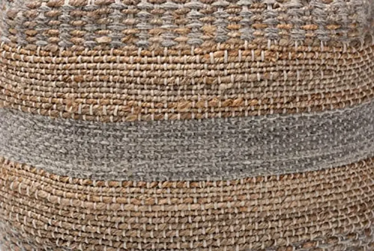 Baxton Studio Grange Moroccan Inspired Natural and Grey Handwoven Hemp Pouf Ottoman