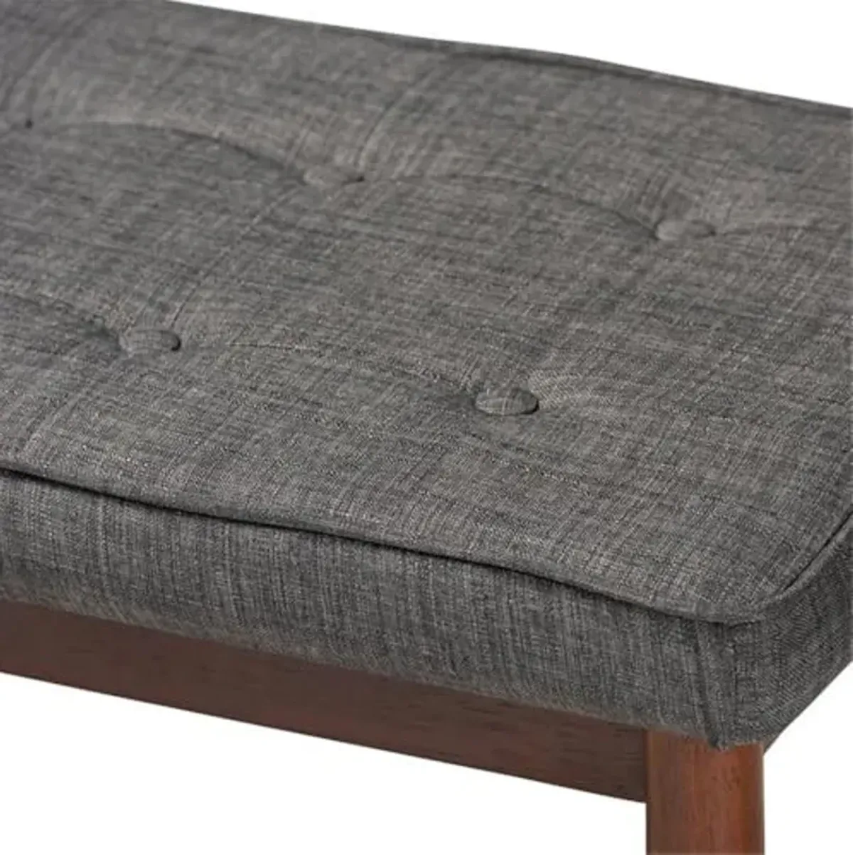 Baxton Studio Itami Mid-Century Modern Dark Grey Fabric Upholstered Medium Oak Finished Wood Dining Bench