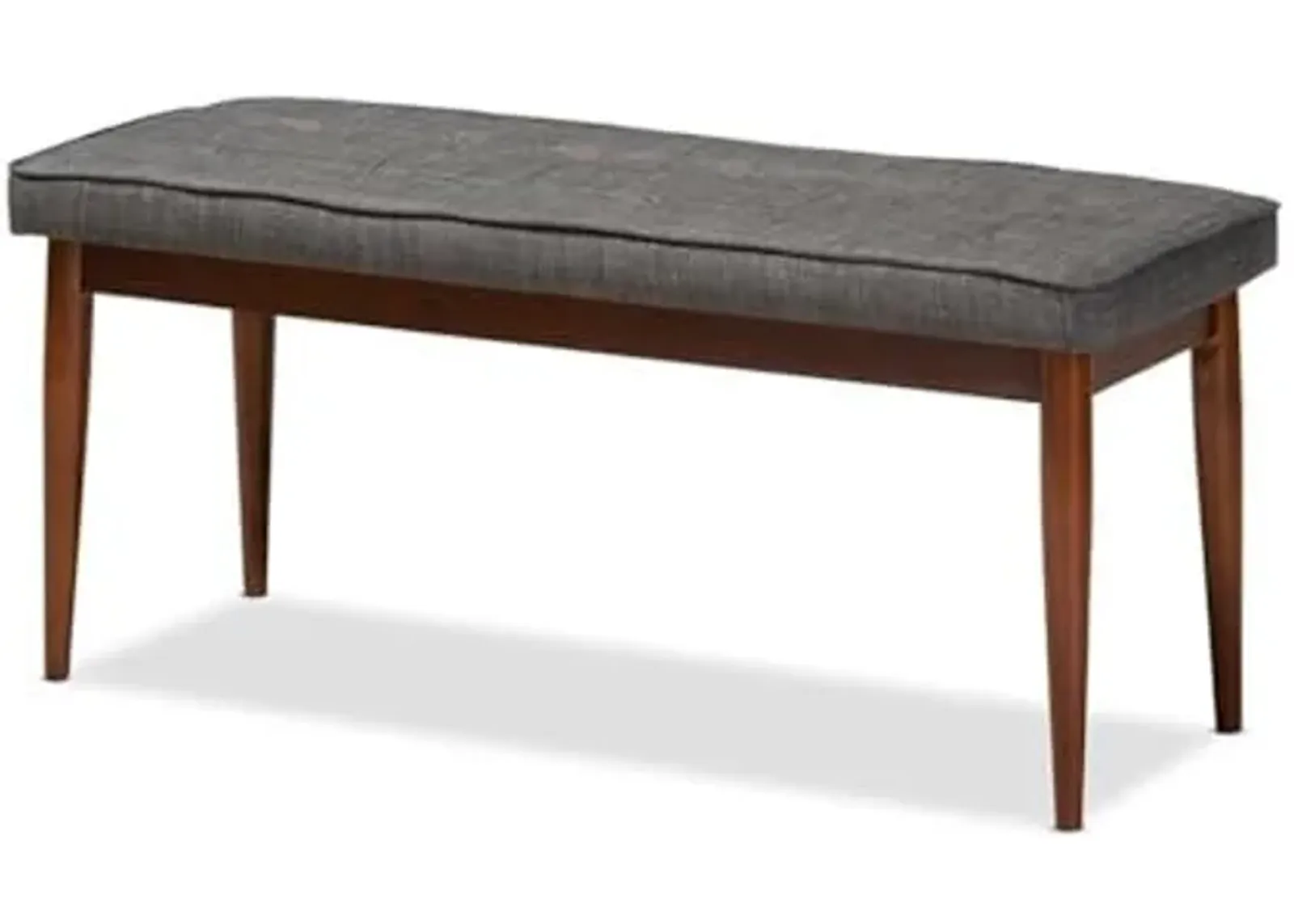 Baxton Studio Itami Mid-Century Modern Dark Grey Fabric Upholstered Medium Oak Finished Wood Dining Bench