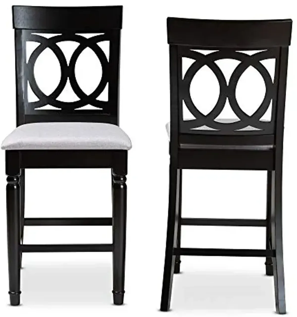 Baxton Studio Victoria Modern and Contemporary Grey Fabric Upholstered Espresso Brown Finished 2-Piece Wood Counter Stool Set of 2