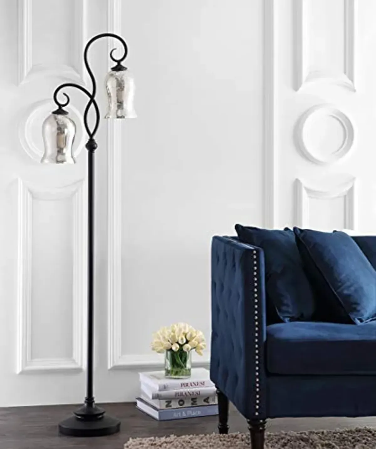 Safavieh FLL4058A Claudia Black 63.5-inch 2-Light (LED Bulbs Included) Floor Lamp